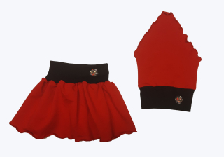 Sukně + šáteček červená s černou vel. 80/86