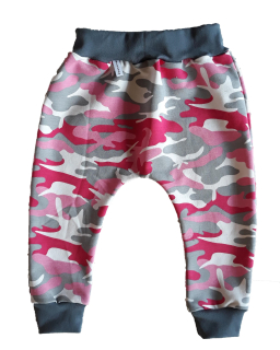 Feeling tepláky baggy, růžový maskáč