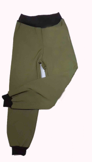 Feeling, softshellové Kalhoty s fleecem, khaki s černou 