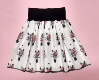 Feeling, letní sukně dětská/dámská, Zebry sčerný lemem 