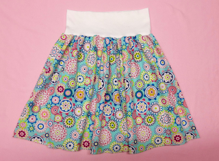 Feeling, letní sukně dětská/dámská, mandaly na modré ,černý lem. 