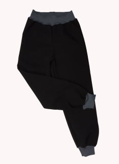 Feeling, softshellové kalhoty s fleecem, černé s šedou