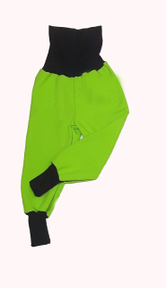 Feeling, softshellové kalhoty s fleecem rostoucí, hráškově zelené s černou 
