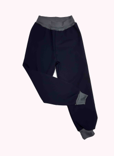 Softehellové kalhoty s fleecem vel. 128, černé s šedou 