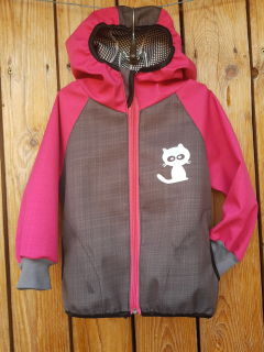 Softshellové bunda  s kapucí jarní, růžovo šedá