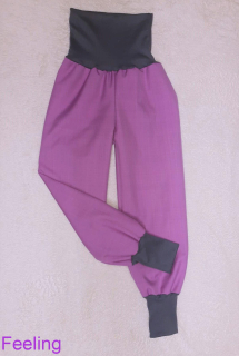 Softshellové kalhoty s beránkem rostoucí růžové s šedým lemem