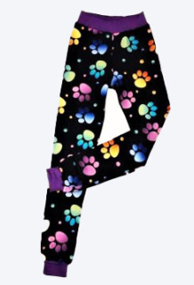 Felling, Tepláky slim DĚTSKÉ/DÁMSKÉ, barevné tlapičky s fialovou