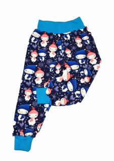 Felling, Tepláky slim DĚTSKÉ/DÁMSKÉ, sněhuláčkové s tyrkysovým lemem