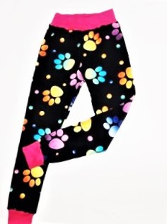 Felling, Tepláky slim DĚTSKÉ/DÁMSKÉ, barevné tlapičky s růžovou