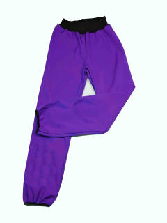 Feeling, softshellové kalhoty s fleecem, zakončené lemovací gumičkou, fialo černé 