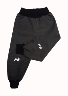 Softshellové jarní/podzimní, vel. 110, šedé s černou a ref. nožičky 2ks 