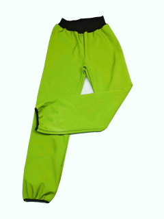 Feeling, softshellové kalhoty s fleecem, zakončené do lemovací gumičky, hráškově zelené s černou 