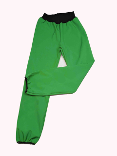 Feeling, softshellové kalhoty s fleecem, zakončené do lemovací gumičky, zelené s čenou