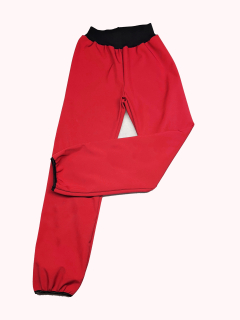 Feeling, softshellové kalhoty s fleecem, zakončené do lemovací gumičky, červeno černé.