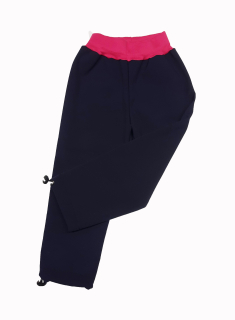 Feeling, softshellové kalhoty s fleecem, nohavice na stehování, černé s růžovou
