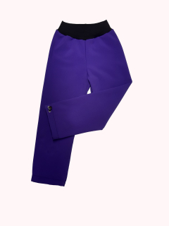 Feeling, softshellové kalhoty s fleecem, nohavice na stahování, fialovo černé 