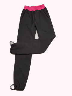 Feeling, softshellové kalhoty s fleecem, nohavice na stahování, černé a růžovou